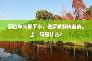 飘泊年来憩下亭，雀罗秋静掩苔扃。上一句是什么？
