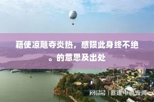 藉使凉飚夺炎热，感陨此身终不绝。的意思及出处