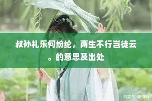 叔孙礼乐何纷纶，两生不行岂徒云。的意思及出处