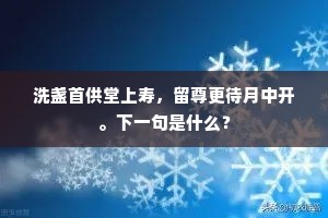 洗盏首供堂上寿，留尊更待月中开。下一句是什么？