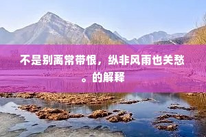 不是别离常带恨，纵非风雨也关愁。的解释