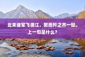 北来诸军飞渡江，聚而歼之齐一恸。上一句是什么？