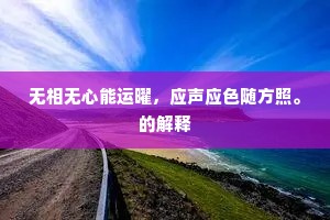 无相无心能运曜，应声应色随方照。的解释