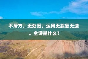 不居方，无处觅，运用无踪复无迹。全诗是什么？