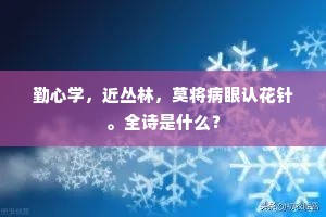 勤心学，近丛林，莫将病眼认花针。全诗是什么？