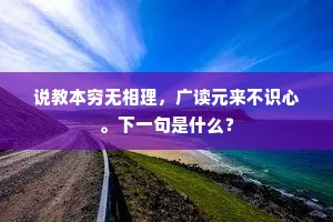 说教本穷无相理，广读元来不识心。下一句是什么？