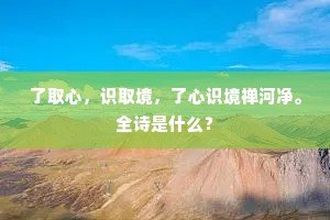 了取心，识取境，了心识境禅河净。全诗是什么？