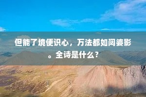 但能了境便识心，万法都如闼婆影。全诗是什么？