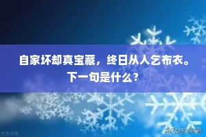 自家坏却真宝藏，终日从人乞布衣。下一句是什么？