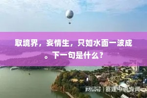 取境界，妄情生，只如水面一波成。下一句是什么？