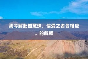 我今解此如意珠，信受之者皆相应。的解释