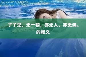 了了见，无一物，亦无人，亦无佛。的释义
