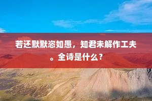 若还默默恣如愚，知君未解作工夫。全诗是什么？