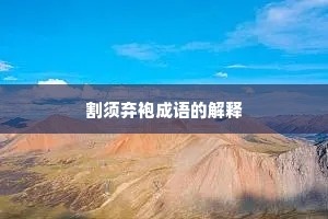 割须弃袍成语的解释