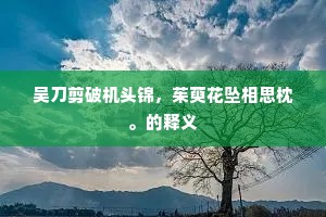 吴刀剪破机头锦，茱萸花坠相思枕。的释义