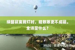 绿窗寂寞背灯时，暗数寒更不成寝。全诗是什么？