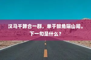 汉马千蹄合一群，单于鼓角隔山闻。下一句是什么？