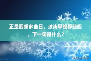 正是四郊多垒日，波涛早晚静鲸鲵。下一句是什么？