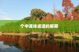 个中滋味成语的解释