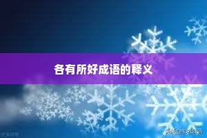 各有所好成语的释义