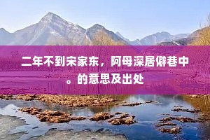 二年不到宋家东，阿母深居僻巷中。的意思及出处