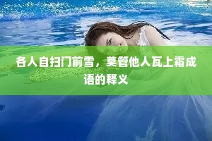 各人自扫门前雪，莫管他人瓦上霜成语的释义