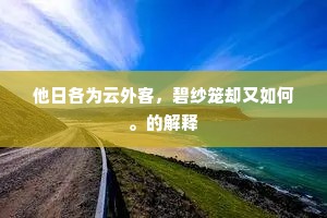 他日各为云外客，碧纱笼却又如何。的解释