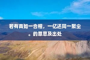 若有真如一合相，一亿还同一聚尘。的意思及出处
