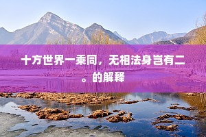 十方世界一乘同，无相法身岂有二。的解释