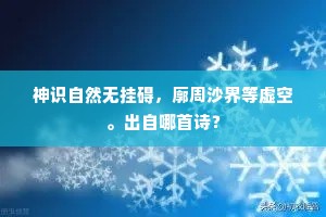 神识自然无挂碍，廓周沙界等虚空。出自哪首诗？