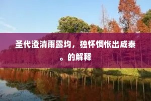 圣代澄清雨露均，独怀惆怅出咸秦。的解释