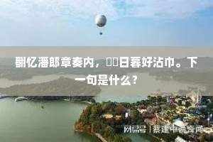 翻忆潘郎章奏内，愔愔日暮好沾巾。下一句是什么？