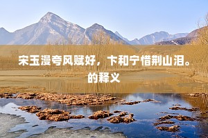 宋玉漫夸风赋好，卞和宁惜荆山泪。的释义