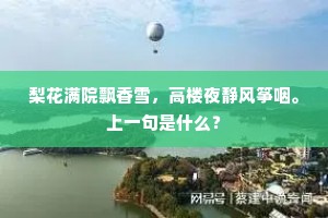梨花满院飘香雪，高楼夜静风筝咽。上一句是什么？