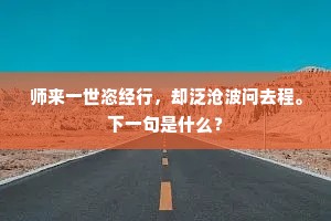 师来一世恣经行，却泛沧波问去程。下一句是什么？