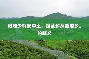 艰难少有安中土，经乱多从胡虏乡。的释义