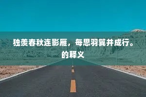独羡春秋连影雁，每思羽翼并成行。的释义