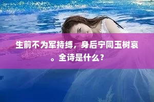 生前不为军持缚，身后宁同玉树哀。全诗是什么？