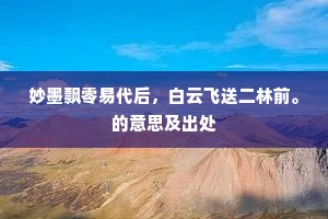 妙墨飘零易代后，白云飞送二林前。的意思及出处