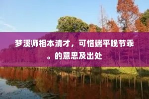 梦溪师相本清才，可惜端平晚节乖。的意思及出处