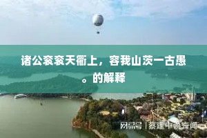 诸公衮衮天衢上，容我山茨一古愚。的解释