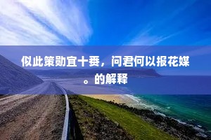 似此策勋宜十赉，问君何以报花媒。的解释