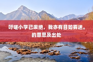吁嗟小学已废绝，我亦有目如雾迷。的意思及出处