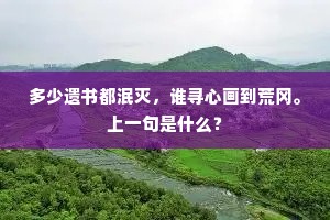 多少遗书都泯灭，谁寻心画到荒冈。上一句是什么？