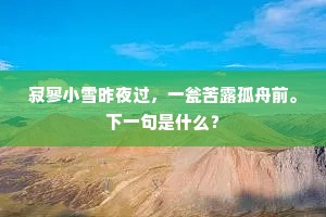 寂寥小雪昨夜过，一瓮苦露孤舟前。下一句是什么？