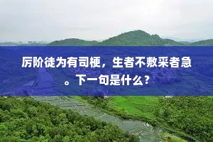 厉阶徒为有司梗，生者不敷采者急。下一句是什么？