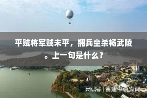 平贼将军贼未平，拥兵坐杀杨武陵。上一句是什么？