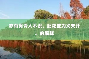 亦有男青人不识，此花或为义夫开。的解释