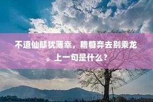 不道仙郎犹薄幸，糟糠弃去别乘龙。上一句是什么？