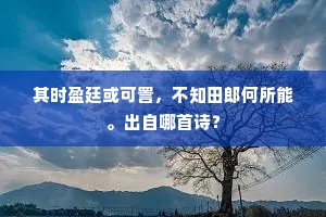 其时盈廷或可詈，不知田郎何所能。出自哪首诗？